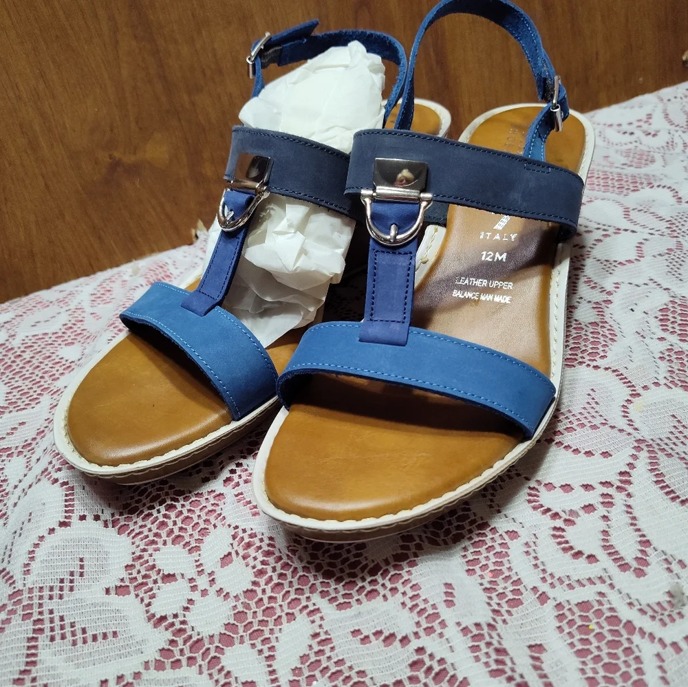Italian Shoemaker Leather Upper Navy Blue Size 12 NIB